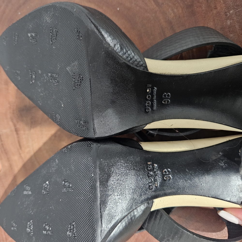 Gucci Black Heeled Ankle Straps Shoes with Leather Finish - Picture 3 of 5